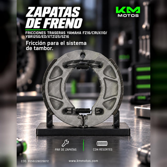 FRICCIONES TRASERAS YAMAHA FZ16/CRUX110/YBR125G/ED/XTZ125/SZ16 — 9956028028872 | KM Motos