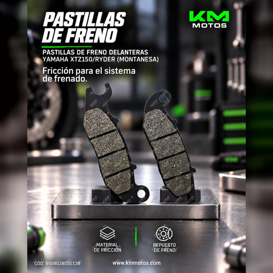 PASTILLAS DE FRENO DELANTERAS YAMAHA XTZ150/RYDER (MONTANESA) — 9956028032138 | KM Motos