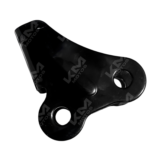 Soporte de motor KM Motos 205/4S, pieza metálica para estabilizar el motor en motocicletas, vista frontal en color negro.