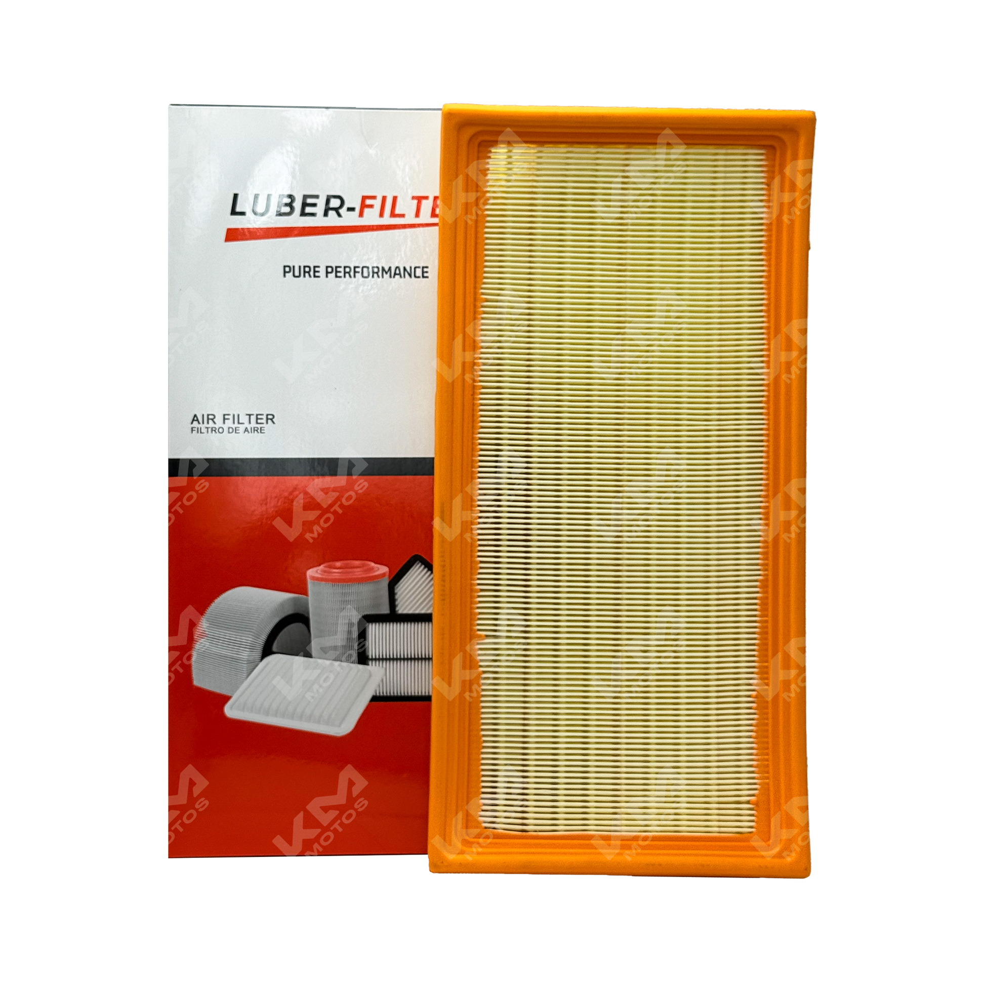 Filtro de aire KMMOTOSHN para Nissan Frontier 2.5L (2005-2019), imagen del filtro de aire en su empaque.