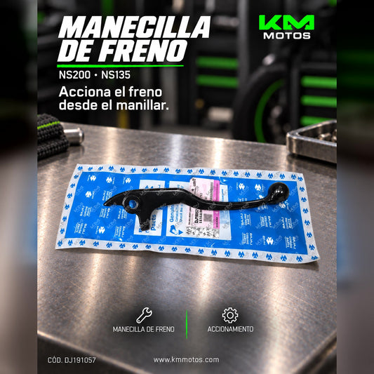 Manecilla de freno Bajaj NS200/135, componente de manecillas para sistema de freno en motocicleta, vista en la imagen.