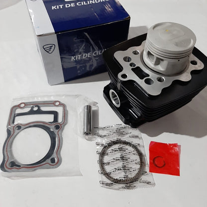 Kit de cilindro para motor CG200D-B de KMMOTOSHN, imagen muestra componentes del kit de cilindro para motocicleta.