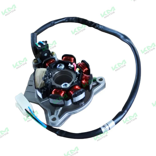 Estator original de sistema eléctrico Italika XFT125, parte del generador, con bobinas y componentes metálicos visibles.