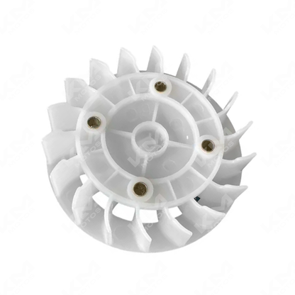 Ventilador naranja Italika ATV200 ORIGINAL con aspas y carcasa visible en la imagen.