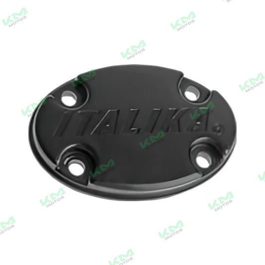 Cubierta decorativa izquierda para sistema de chasis Italika FT150 en color grafito, modelo E11010037, parte original.