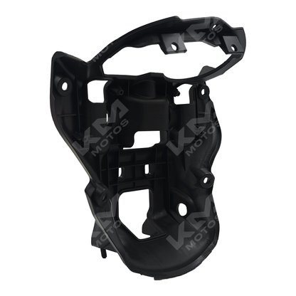 Soporte de faro 150ZMS de KM Motos, resistente y ajustable, para motocicletas, muestra el soporte en color negro con tornillos.