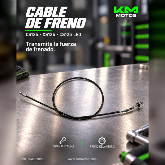 Cable de freno delantero original Italika para CS125 y XS125, parte del sistema de frenos con iluminación LED.