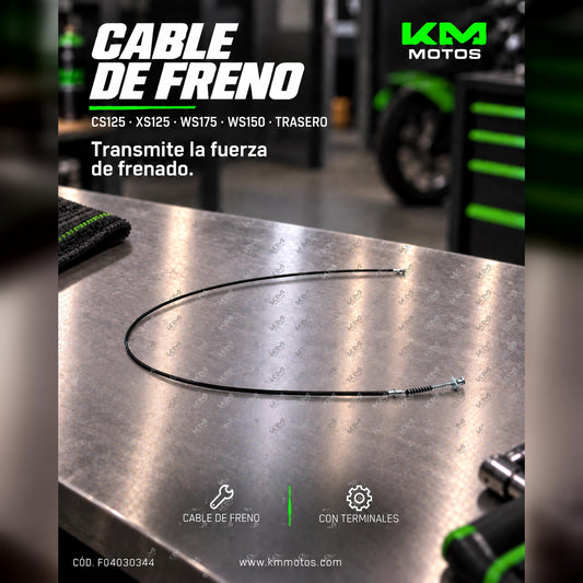 Cable de freno trasero original Italika para CS125, XS125, WS175 y WS150, parte del sistema de frenos.