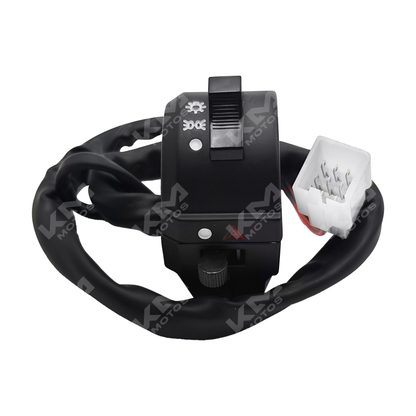Mando derecho para motocicleta KM Motos FT125 clásica, New Sport o TS, en color negro con detalles de control.