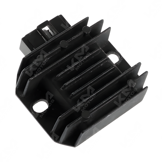 Rectificador y regulador VORT-X 200 de KM Motos, componente eléctrico para motocicletas, con cables y conectores visibles