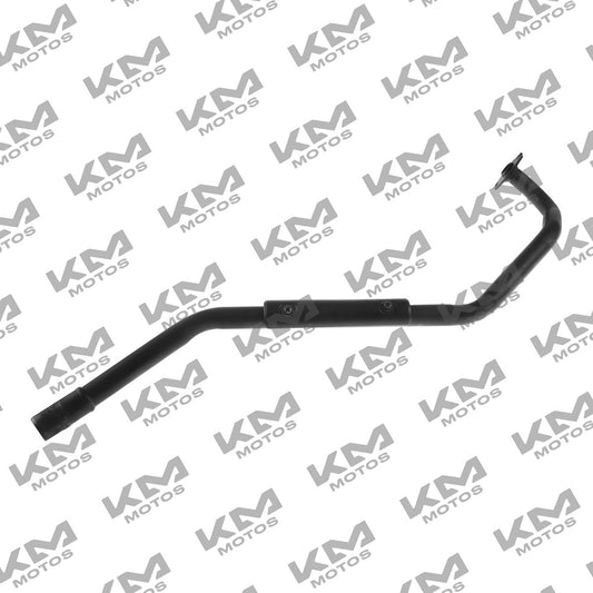 Tubo de escape ATV200, accesorio de escape de metal con acabado brillante, mostrando su forma cilíndrica y conexiones para motocicleta ATV.