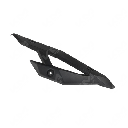 Protectora de escape negra para Yamaha 250Z, marca ORIGINAL, mostrando la pieza de plástico resistente y diseño compacto