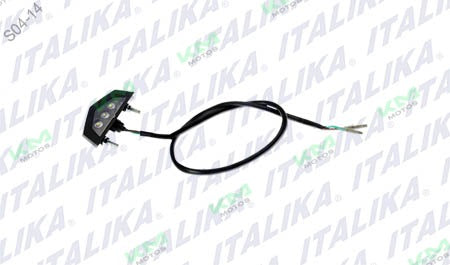 Lámpara de placa 250z Italika, sistema de accesorio original F09060003, muestra la lámpara para señalización en motocicleta.
