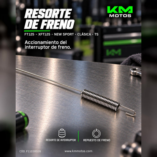 Resorte interruptor de freno original Italika FT125 XFT125 para sistema de chasis, en color negro y detalles visibles.
