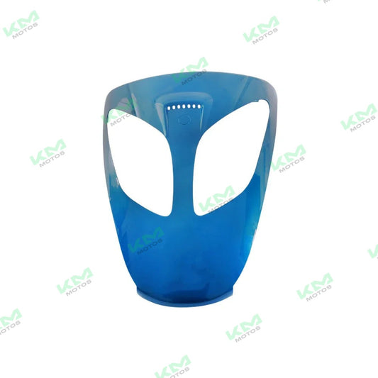 Cubierta frontal azul para motocicleta Italika XS150, sistema de chasis original F13010555 en imagen.