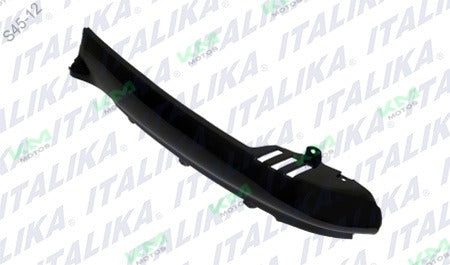 Cubierta trasera derecha negra para Xs125 Italika, sistema de chasis original F13010696 en acabado resistente y duradero.