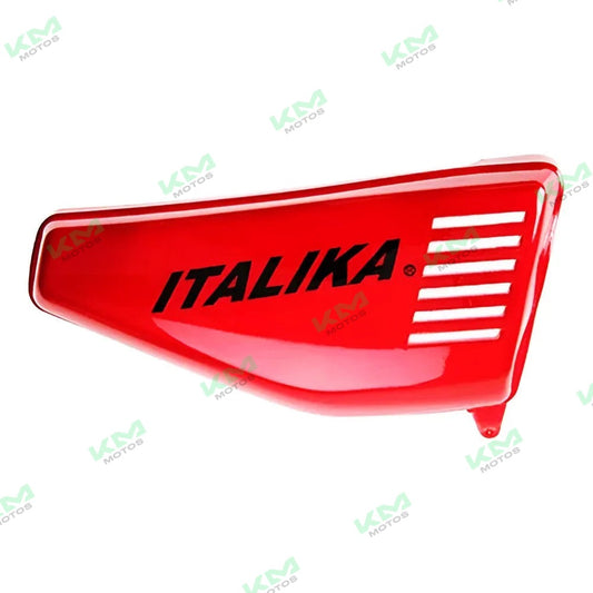 Cubierta derecha roja para sistema de chasis FT125 de Italika, modelo F13010910, mostrando la pieza en color rojo y detalles del chasis