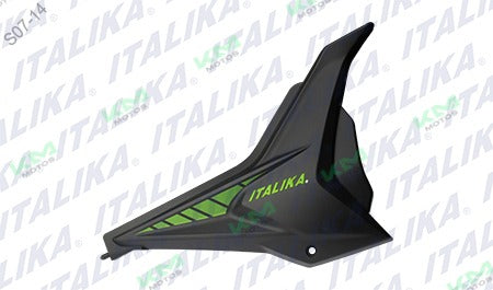 Cubierta lateral derecha negra y verde para sistema de chasis Italika F13010963.