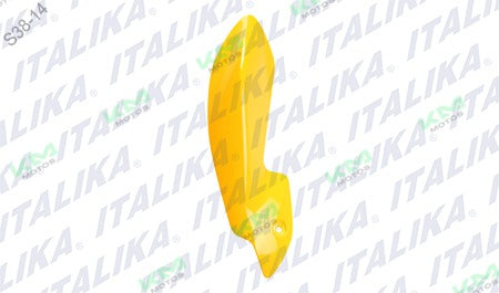 Cubierta lateral de faro izquierdo en color amarillo para sistema de chasis FT200 AM de Italika, modelo F13011134.
