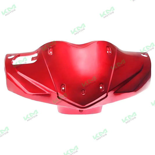 Cubierta frontal de manubrio rojo metálico para Italika GS150 LED, sistema de chasis original F13011267, en acabado brillante.