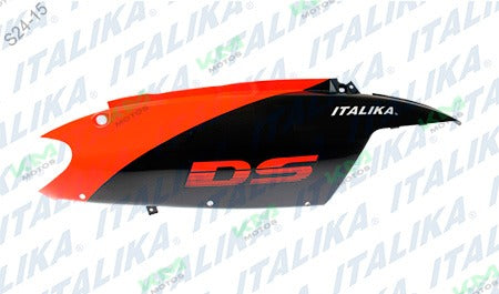 Cubierta de cola de color naranja y negro para sistema de chasis DS150 Italika, modelo F13011292, original.