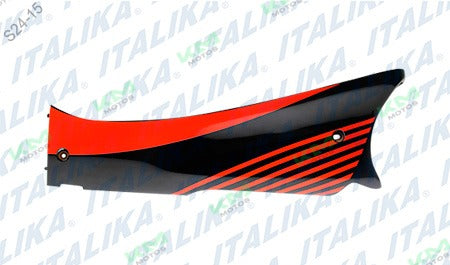 Cubierta lateral izquierda naranja y negra para sistema de chasis DS150 de Italika, modelo F13011298.
