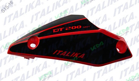Cubierta de inf spoiler izquierda negra y roja para DT200 Sport de Italika, sistema de chasis original F13011475.