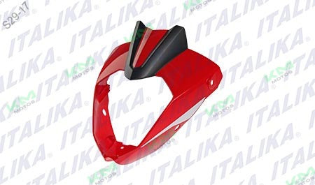 Cubierta decorativa para sistema de chasis Faro Rojo Vort-x 200 Italika, original F13011700, en color rojo brillante.