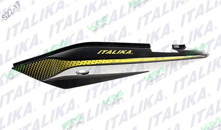 Cubierta de cola izquierda amarilla y gris para Fiera 200 Italika, parte del sistema de chasis, modelo F13011711.