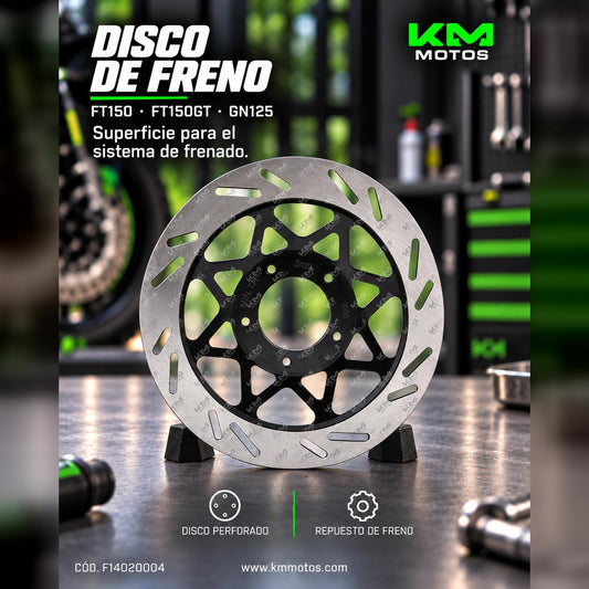 Disco de freno original ITALIKA para FT150, FT150GT, GN125, con diseño metálico y acabado resistente.
