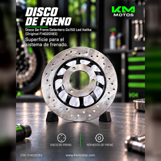 Disco de freno delantero para motos Italika GS150 LED, sistema de frenos original F14020183, pieza de freno de alta calidad.
