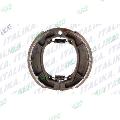 Zapatas de freno originales Italika DS150 LS, sistema de frenos con componentes robustos y duraderos en la imagen.