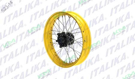 Rin del color amarillo para sistema de ruedas Italika DM150, modelo F14030106, con acabado original y resistente