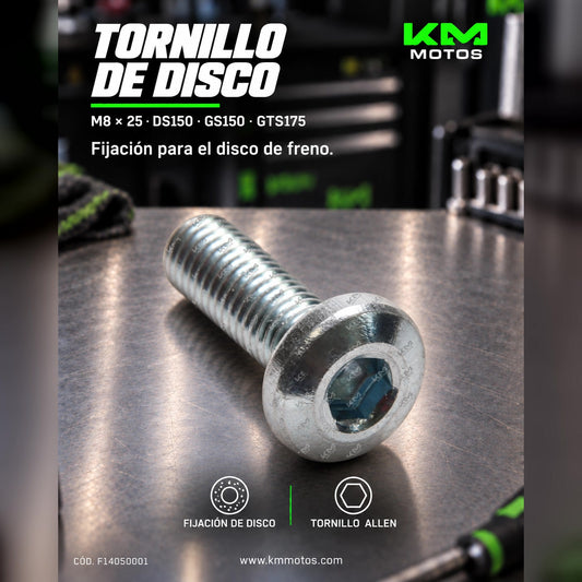 Tornillo Disco de Freno M8x25 Italika DS150, GS150, GTS175 (Original F14050001) — F14050001 | KM Motos