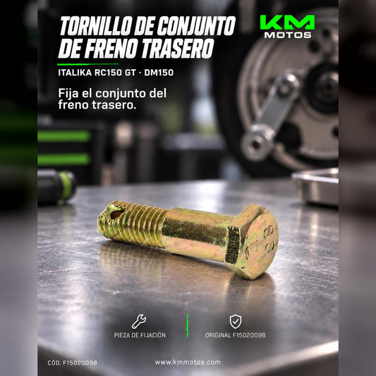 Tornillo Conjunto Freno Tras Italika Rc150 Gt/dm150 Italika (Original F15020098) — F15020098 | KM Motos