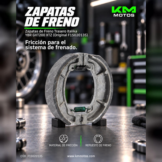 Zapatas de freno trasero original Italika para YBR GXT200 XTZ, sistema de frenos de alta calidad.