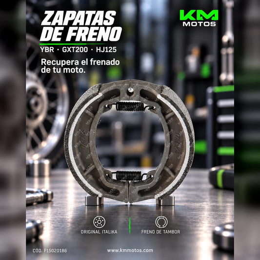 Zapatas de freno originales Italika para motos YBR, GXT200, HJ125, GN125, En125, Crux, XTZ, DT175, imagen de sistema de frenos