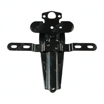 Porta placa KM Motos 150SZ, soporte resistente para matrícula, en color negro, con tornillos incluidos.