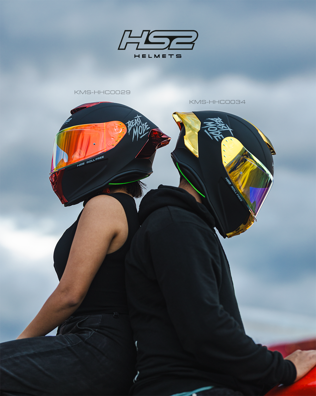 Casco integral HS2 Beast Mode ZL-602 HS2 D.V. con visera dorada fotocromática y certificación ECE/DOT.