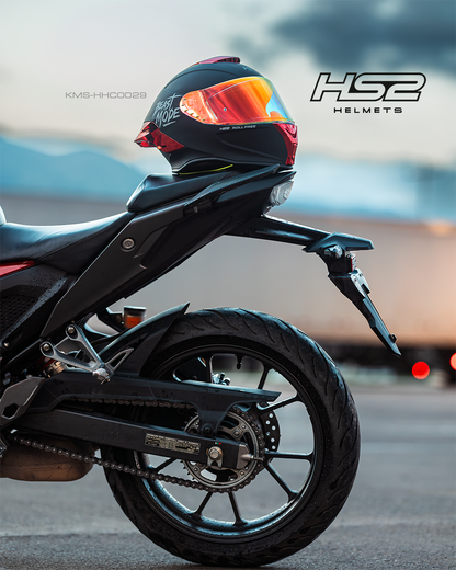 Casco integral HS2 Beast Mode ZL-602 HS2 D.V. con visera roja fotocromática, cierre seguro y certificación ECE/DOT.