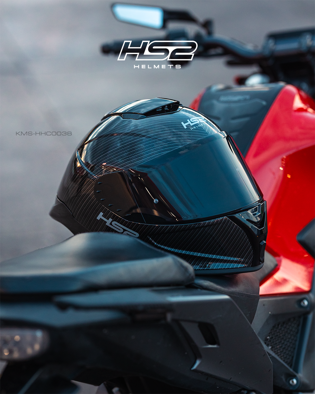 Casco integral HS2 ZL-602 HS2 de fibra de carbono con visor oscuro, modelo cerrado y homologación ECE/DOT.