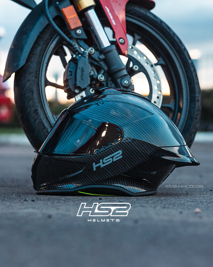 Casco integral HS2 ZL-602 HS2 fibra de carbono con visera oscura en tamaño XL, certificado ECE/DOT, casco cerrado de motocicleta