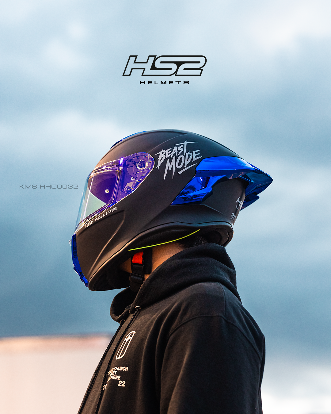 Casco integral HS2 Beast Mode ZL-602 HS2 con visera azul fotocrómica, tamaño XL, protección ECE/DOT para motociclistas.