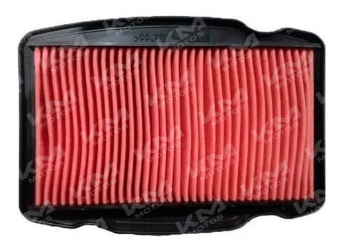 Filtro de aire para Honda CB190R, imagen que muestra el componente de filtración de aire en color negro con detalles metálicos.