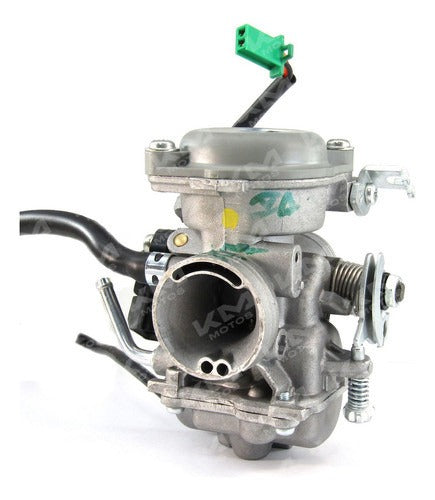 Carburador completo Universal para Pulsar 135, muestra componentes y conexiones en imagen.