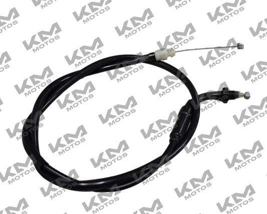 Cable de acelerador Universal para Pulsar NS160, muestra el cable resistente y flexible con cubierta negra y conexiones en ambos extremos.