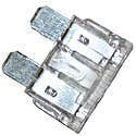 Fusible de hachita Kms de 25AMP, tipo fusible con carcasa blanca y terminales metálicos para protección eléctrica.