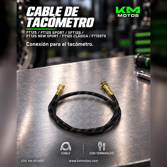 Cable de freno KM Motos para tacómetro FT125 y modelos deportivos, clásico y TS, visible en la imagen.