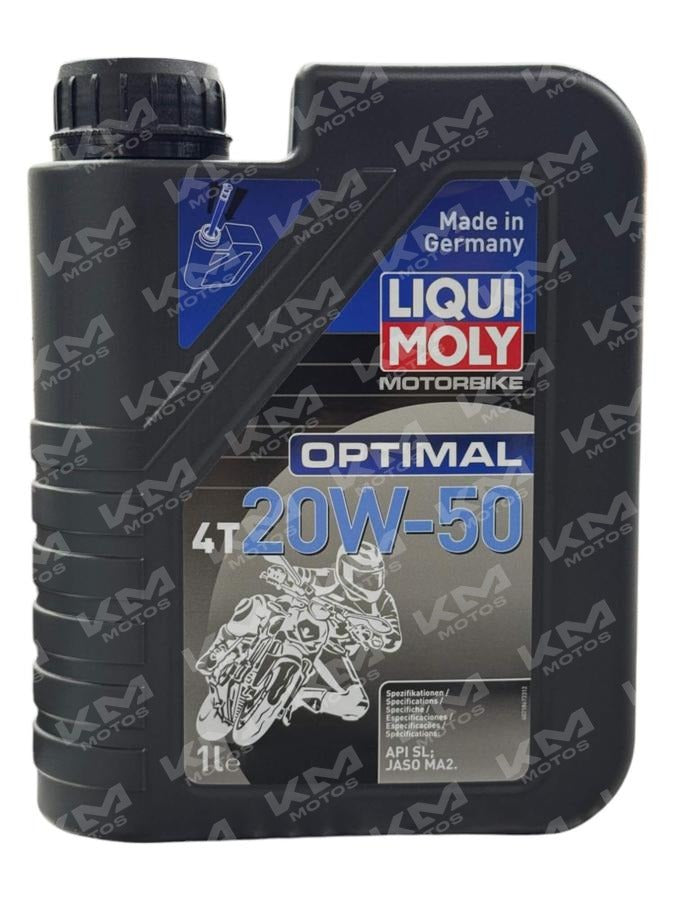 Aceite 20W50 Liquimoly 4T Street, aceite de motor universal para motocicletas, botella con etiqueta visible en imagen