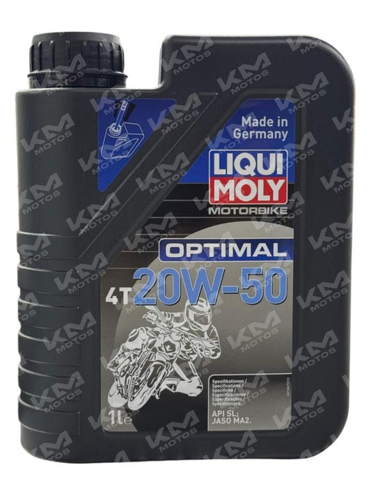 Aceite 20W50 Liquimoly 4T Street, aceite de motor universal para motocicletas, botella con etiqueta visible en imagen